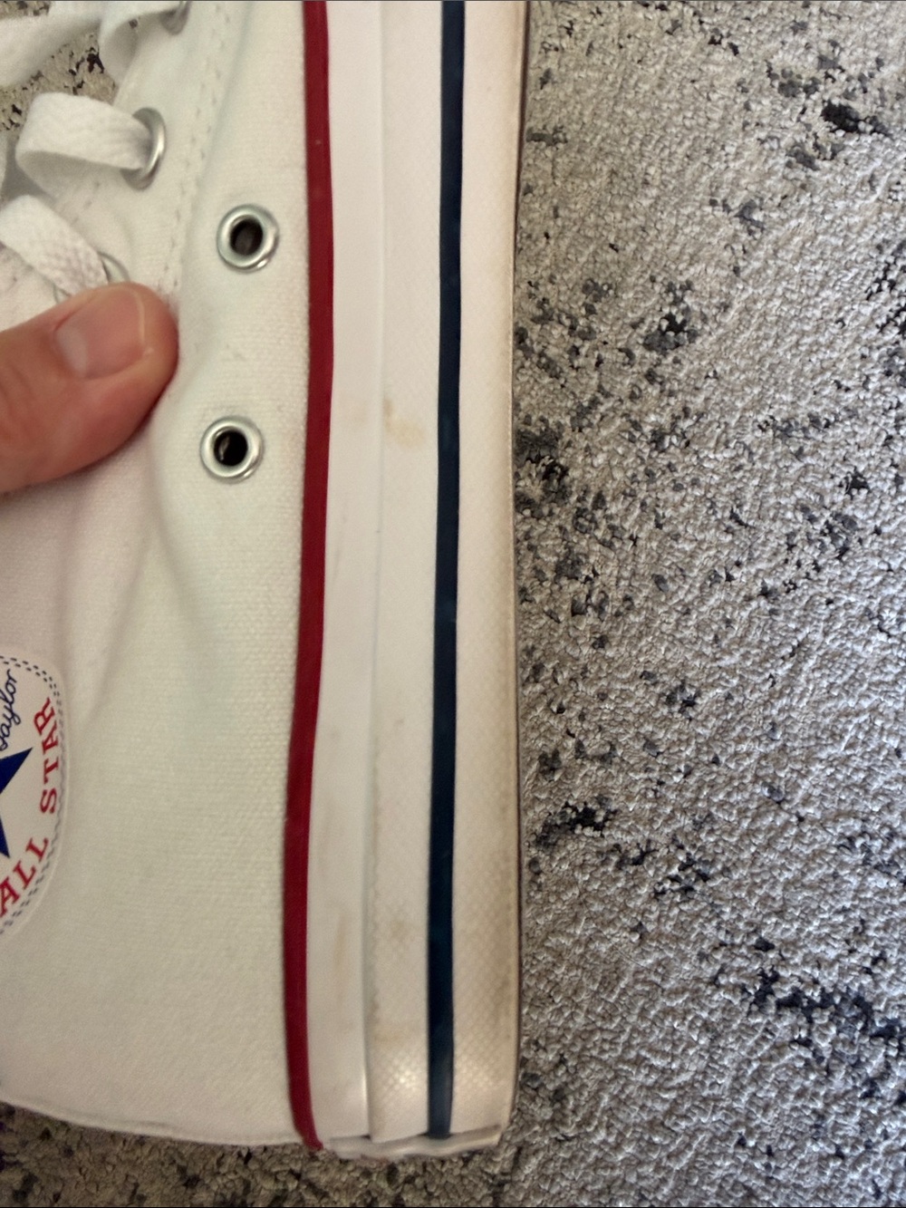 Women's White High-Top Canvas Sneakers with Red Trim - Picture 5 of 8